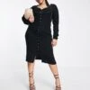 Brave Soul Plus Stories Button Thru Knitted Dress For Women Black -Deals Modezzle Store 200450391 1 black