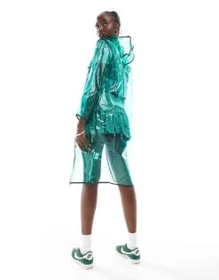Brave Soul Clear Long Festival Raincoat Mac In Green For Women -Deals Modezzle Store 205925911 3
