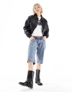 Brave Soul Faux Leather Short Full Zip Jacket In Black For Women -Deals Modezzle Store 205925912 4