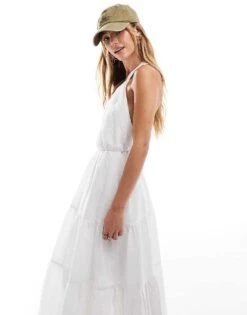 Brave Soul Sleeveless Tier Midi Dress In White For Women -Deals Modezzle Store 206136885 3