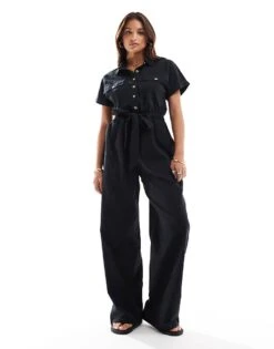 Brave Soul Cotton Jumpsuit In Black For Women