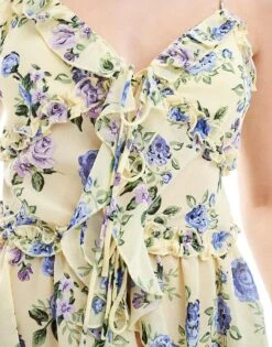 Brave Soul Sheer Frill Vest In Floral Yellow Print For Women -Deals Modezzle Store 206137090 3