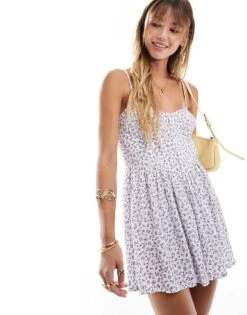 Brave Soul Purple Ditsy Print Corset Playsuit For Women