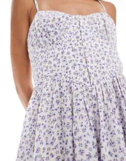 Brave Soul Purple Ditsy Print Corset Playsuit For Women -Deals Modezzle Store 206137130 3