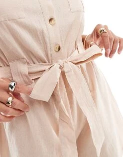 Brave Soul Sleeveless Button Front Belted Playsuit In Sand For Women -Deals Modezzle Store 206137141 4