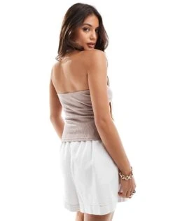 Brave Soul Ribbed Asymmetric Top In Taupe For Women -Deals Modezzle Store 206137166 1 taupe 1