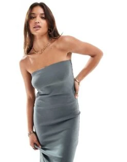 Brave Soul Strapless Bodycon Midi Dress In Grey For Women -Deals Modezzle Store 206137218 4