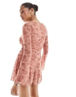 Brave Soul Long Sleeve Floral Playsuit In Dusty Pink For Women -Deals Modezzle Store 206137243 3