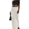 Brave Soul Linen Look Maxi Skirt In Stone For Women