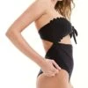 Brave Soul Strapless Swimsuit With Tie Front In Black For Women -Deals Modezzle Store 206154761 1 black