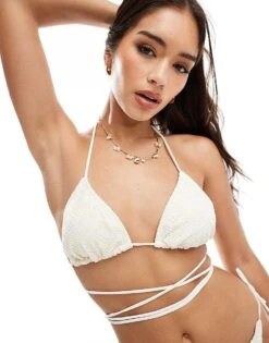 Brave Soul Crochet Bikini Top In Cream For Women -Deals Modezzle Store 206154809 4
