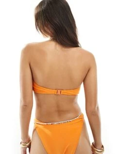 Brave Soul Strapless Bikini Top With Removable Cups In Orange For Women - -Deals Modezzle Store 206154823 4