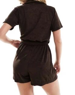 Brave Soul Towelling Playsuit In Brown For Women -Deals Modezzle Store 206154987 3