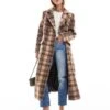 Brave Soul Wool Look Check Overcoat In Brown & Rust For Women -Deals Modezzle Store 206270273 1 brown