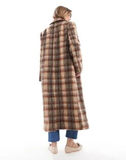 Brave Soul Wool Look Check Overcoat In Brown & Rust For Women -Deals Modezzle Store 206270273 4