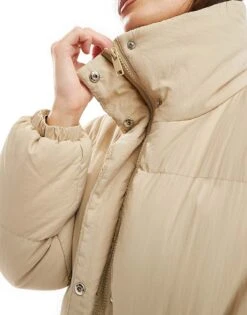 Brave Soul Longline Maxi Puffer Coat In Stone For Women -Deals Modezzle Store 206270291 3