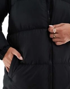 Brave Soul Hooded Maxi Padded Jacket With Detachable Sleeves In Black For Women -Deals Modezzle Store 206270309 4