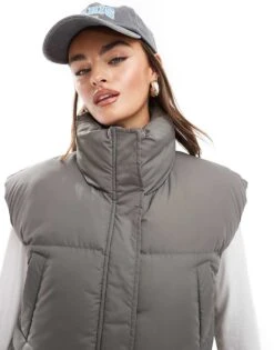 Brave Soul Padded Gilet Vest In Dark Grey For Women Charcoal -Deals Modezzle Store 206270310 3