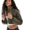 Brave Soul Cropped Puffer Jacket In Khaki For Women -Deals Modezzle Store 206270358 1 khaki