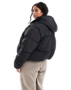 Brave Soul Plus Hooded Puffer Jacket In Black For Women -Deals Modezzle Store 206270360 4