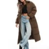 Brave Soul Longline Maxi Puffer Coat In Brown For Women -Deals Modezzle Store 206270411 1 brown