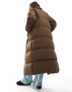 Brave Soul Longline Maxi Puffer Coat In Brown For Women -Deals Modezzle Store 206270411 4