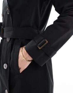 Brave Soul Belted Trench Coat In Black For Women -Deals Modezzle Store 206270469 3