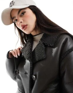 Brave Soul Faux Shearling Long Coat In Brown For Women -Deals Modezzle Store 206270487 4