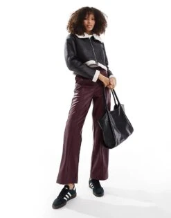 Brave Soul Cropped Bonded Aviator Jacket In Black For Women -Deals Modezzle Store 206270510 1 black 1