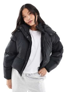 Brave Soul Petite Hooded Puffer Jacket In Black For Women -Deals Modezzle Store 206270581 1 black 1