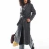 Brave Soul Wool Look Belted Overcoat In Charcoal Grey For Women -Deals Modezzle Store 206270596 1 charcoal