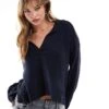 Brave Soul Collar Jumper In Navy For Women -Deals Modezzle Store 206464947 1 navy