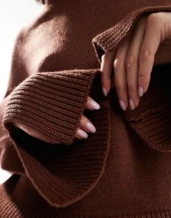 Brave Soul Split Sleeve Jumper In Chocolate Brown For Women -Deals Modezzle Store 206464950 3