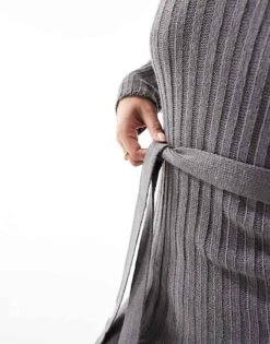 Brave Soul Belted Knitted Midi Dress With Slit In Charcoal Grey For Women -Deals Modezzle Store 206464957 4