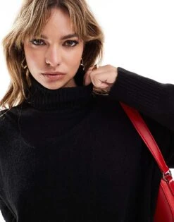 Brave Soul Knitted Roll Neck Mini Jumper Dress In Black For Women -Deals Modezzle Store 206464965 3