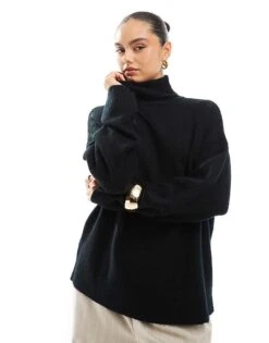 Brave Soul Knitted Roll Neck Jumper In Black For Women -Deals Modezzle Store 206464991 3