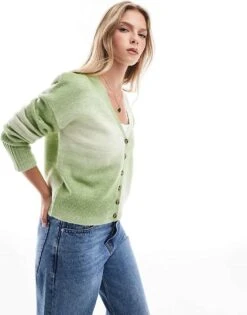 Brave Soul Space Dye Cardigan In White & Green For Women -Deals Modezzle Store 206465009 1 green 1
