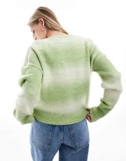 Brave Soul Space Dye Cardigan In White & Green For Women -Deals Modezzle Store 206465009 4