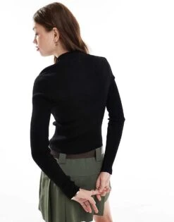 Brave Soul Ribbed Knitted Zip Front Jumper In Black For Women -Deals Modezzle Store 206465045 4