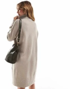 Brave Soul Knitted Roll Neck Mini Jumper Dress In Beige For Women -Deals Modezzle Store 206465066 3