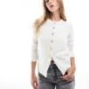 Brave Soul Cardigan With Jewel Detail Buttons In Ivory For Women Cream