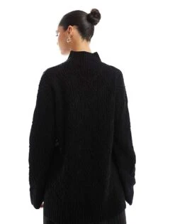 Brave Soul Roll Neck Diamond Knit Jumper In Black For Women -Deals Modezzle Store 206465123 4