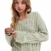 Brave Soul Ribbed V-neck Jumper In Sage Green For Women Light Green -Deals Modezzle Store 206465157 1 lightgreen