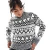 Brave Soul High Neck Fairisle Jumper In Black, Grey And White For Women -Deals Modezzle Store 206465159 1 black