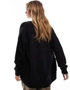 Brave Soul Ribbed Cardigan In Black For Women -Deals Modezzle Store 206465172 4