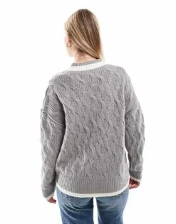 Brave Soul V Neck Cricket Jumper In Grey For Women -Deals Modezzle Store 206465186 4