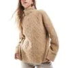 Brave Soul Texture Knit Half Zip Jumper In Camel For Women -Deals Modezzle Store 206465201 1 camel