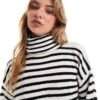 Brave Soul Stripe Roll Neck Jumper In Cream And Black For Women -Deals Modezzle Store 206465210 1 cream