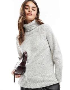 Brave Soul Chunky Roll Neck Jumper In Light Grey For Women -Deals Modezzle Store 206465243 1 lightgrey 1