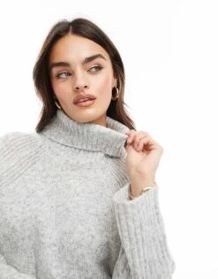 Brave Soul Chunky Roll Neck Jumper In Light Grey For Women -Deals Modezzle Store 206465243 4